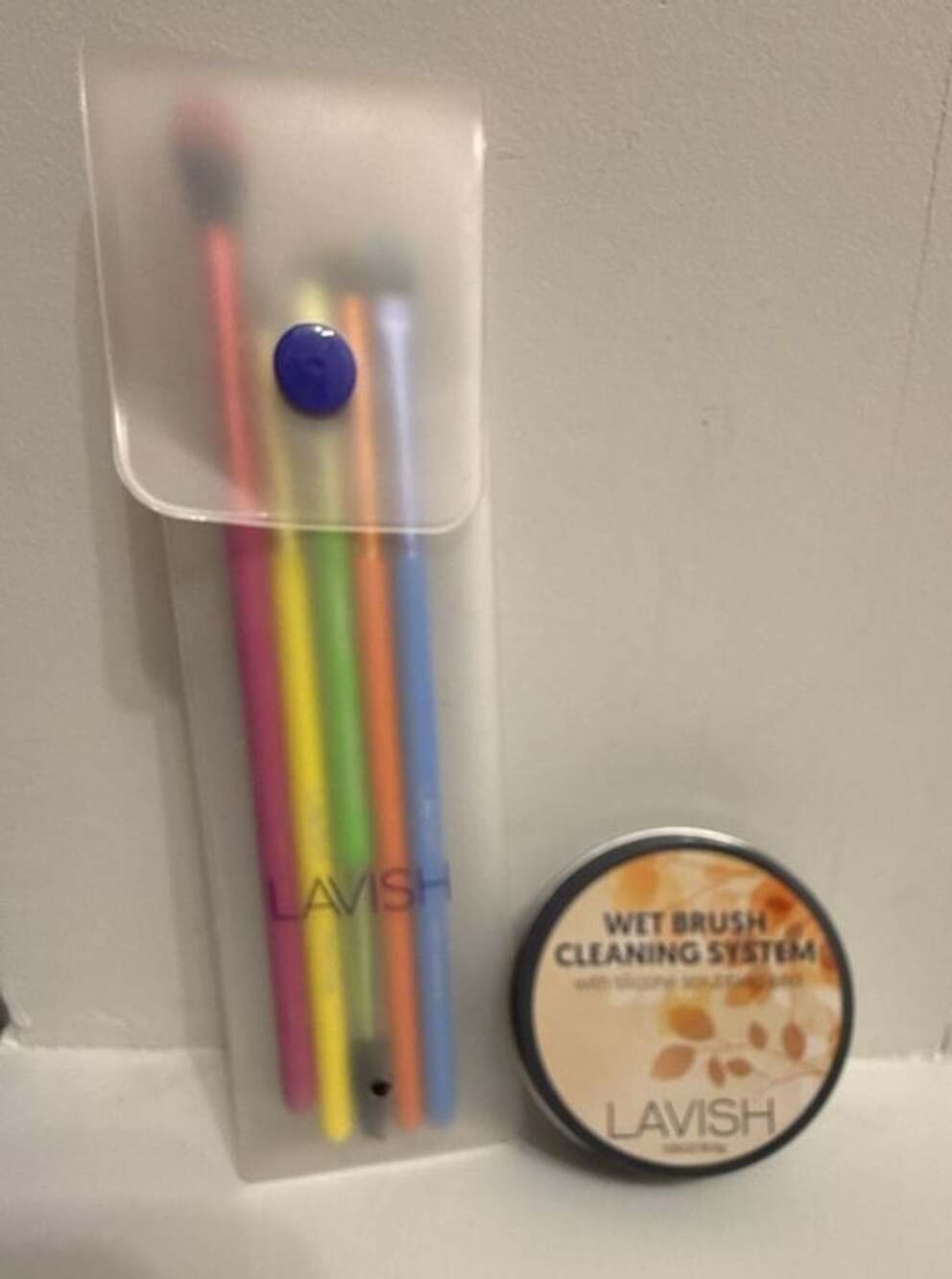 Lavish Wet Brush Cleaning System and 5 Piece Neon Eye Brush Collection